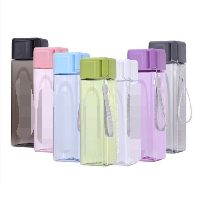 Outdoor Sport Glass Water Bottle - 450 ml, 1 stuks helder vierkant